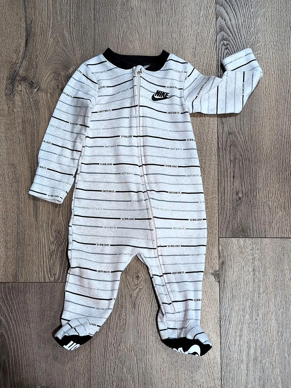 Nike Just Do It Striped Footed Coverall Baby 6M Striped Footie Pajamas